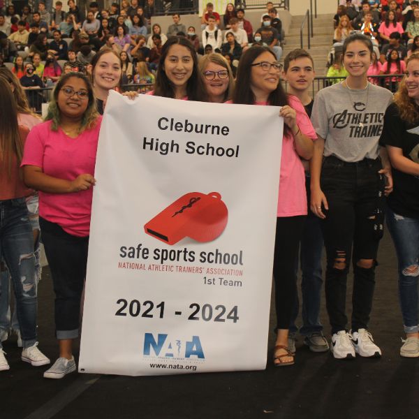  Students with a banner